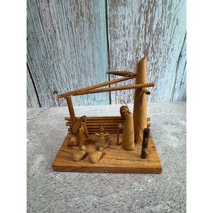 Vintage Wooden Nativity Scene Hand Made In Poland By S. Sitarski & J. Fedorowicz
